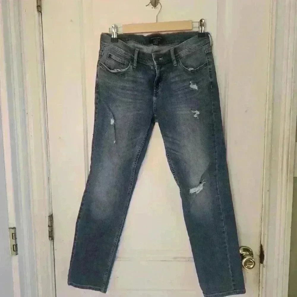 P7422 banana republic girlfriend medium wash distressed skinny jeans size 26/2 - Picture 1 of 6